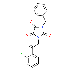 ChemSpider 2D Image | 1-Benzyl-3-[2-(2-chlorophenyl)-2-oxoethyl]-2,4,5-imidazolidinetrione | C18H13ClN2O4