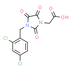 ChemSpider 2D Image | [3-(2,4-Dichlorobenzyl)-2,4,5-trioxo-1-imidazolidinyl]acetic acid | C12H8Cl2N2O5