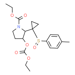 ChemSpider 2D Image | Ethyl 3-(ethoxycarbonyloxy)-2-(1-(4-tolylsulfinyl)cyclopropyl)-1-pyrrolidinecarboxylate | C20H27NO6S