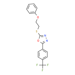 ChemSpider 2D Image | 2-[(2-Phenoxyethyl)sulfanyl]-5-[4-(trifluoromethyl)phenyl]-1,3,4-oxadiazole | C17H13F3N2O2S