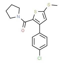 ChemSpider 2D Image | [3-(4-Chlorophenyl)-5-(methylsulfanyl)-2-thienyl](1-pyrrolidinyl)methanone | C16H16ClNOS2