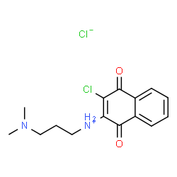 ChemSpider 2D Image | 3-Chloro-N-[3-(dimethylamino)propyl]-1,4-dioxo-1,4-dihydro-2-naphthalenaminium chloride | C15H18Cl2N2O2