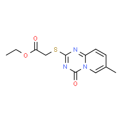 ChemSpider 2D Image | Ethyl [(7-methyl-4-oxo-4H-pyrido[1,2-a][1,3,5]triazin-2-yl)sulfanyl]acetate | C12H13N3O3S