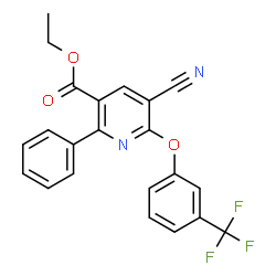 ChemSpider 2D Image | Ethyl 5-cyano-2-phenyl-6-[3-(trifluoromethyl)phenoxy]nicotinate | C22H15F3N2O3