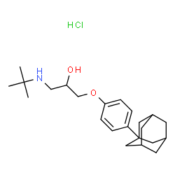 ChemSpider 2D Image | 1-[4-(Adamantan-1-yl)phenoxy]-3-(tert-butylamino)propan-2-ol hydrochloride (1:1) | C23H36ClNO2