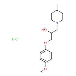 ChemSpider 2D Image | 1-(4-Methoxyphenoxy)-3-(4-methyl-1-piperidinyl)-2-propanol hydrochloride (1:1) | C16H26ClNO3