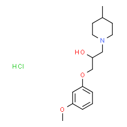 ChemSpider 2D Image | 1-(3-Methoxyphenoxy)-3-(4-methyl-1-piperidinyl)-2-propanol hydrochloride (1:1) | C16H26ClNO3