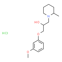 ChemSpider 2D Image | 1-(3-Methoxyphenoxy)-3-(2-methyl-1-piperidinyl)-2-propanol hydrochloride (1:1) | C16H26ClNO3