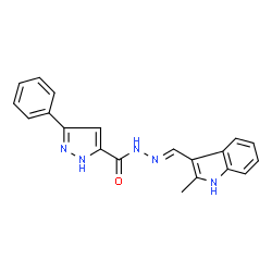 ChemSpider 2D Image | N'-[(E)-(2-Methyl-1H-indol-3-yl)methylene]-3-phenyl-1H-pyrazole-5-carbohydrazide | C20H17N5O
