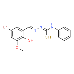 ChemSpider 2D Image | (2E)-2-(5-Bromo-2-hydroxy-3-methoxybenzylidene)-N-phenylhydrazinecarbothioamide | C15H14BrN3O2S