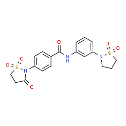 ChemSpider 2D Image | 4-(1,1-Dioxido-3-oxo-1,2-thiazolidin-2-yl)-N-[3-(1,1-dioxido-1,2-thiazolidin-2-yl)phenyl]benzamide | C19H19N3O6S2