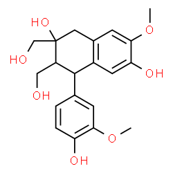 ChemSpider 2D Image | 4-(4-Hydroxy-3-methoxyphenyl)-2,3-bis(hydroxymethyl)-7-methoxy-1,2,3,4-tetrahydro-2,6-naphthalenediol | C20H24O7