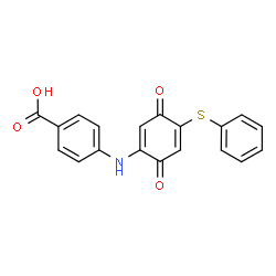 ChemSpider 2D Image | 4-{[3,6-Dioxo-4-(phenylsulfanyl)-1,4-cyclohexadien-1-yl]amino}benzoic acid | C19H13NO4S