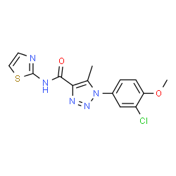 ChemSpider 2D Image | 1-(3-Chloro-4-methoxyphenyl)-5-methyl-N-(1,3-thiazol-2-yl)-1H-1,2,3-triazole-4-carboxamide | C14H12ClN5O2S