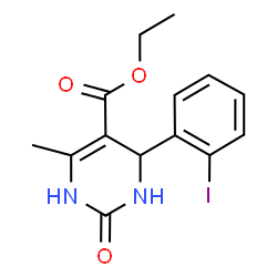 ChemSpider 2D Image | Ethyl 4-(2-iodophenyl)-6-methyl-2-oxo-1,2,3,4-tetrahydro-5-pyrimidinecarboxylate | C14H15IN2O3