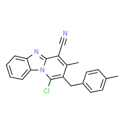 ChemSpider 2D Image | 1-Chloro-3-methyl-2-(4-methylbenzyl)pyrido[1,2-a]benzimidazole-4-carbonitrile | C21H16ClN3
