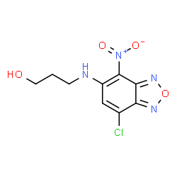 ChemSpider 2D Image | 3-[(7-Chloro-4-nitro-2,1,3-benzoxadiazol-5-yl)amino]-1-propanol | C9H9ClN4O4