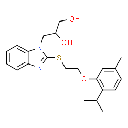 ChemSpider 2D Image | 3-(2-{[2-(2-Isopropyl-5-methylphenoxy)ethyl]sulfanyl}-1H-benzimidazol-1-yl)-1,2-propanediol | C22H28N2O3S
