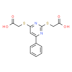 ChemSpider 2D Image | 2,2'-[(6-Phenyl-2,4-pyrimidinediyl)disulfanediyl]diacetic acid | C14H12N2O4S2