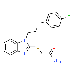 ChemSpider 2D Image | 2-({1-[2-(4-chlorophenoxy)ethyl]-1,3-benzodiazol-2-yl}sulfanyl)acetamide | C17H16ClN3O2S