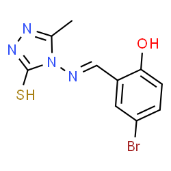 ChemSpider 2D Image | 4-[(E)-(5-Bromo-2-hydroxybenzylidene)amino]-5-methyl-2,4-dihydro-3H-1,2,4-triazole-3-thione | C10H9BrN4OS