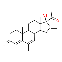 ChemSpider 2D Image | (8xi,9xi,10xi,13xi,14xi)-17-Hydroxy-6-methyl-16-methylenepregna-4,6-diene-3,20-dione | C23H30O3