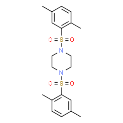 ChemSpider 2D Image | 1,4-Bis[(2,5-dimethylphenyl)sulfonyl]piperazine | C20H26N2O4S2