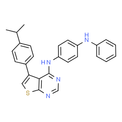 ChemSpider 2D Image | N-[5-(4-Isopropylphenyl)thieno[2,3-d]pyrimidin-4-yl]-N'-phenyl-1,4-benzenediamine | C27H24N4S