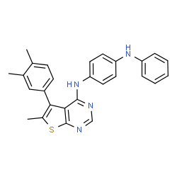 ChemSpider 2D Image | N-[5-(3,4-Dimethylphenyl)-6-methylthieno[2,3-d]pyrimidin-4-yl]-N'-phenyl-1,4-benzenediamine | C27H24N4S