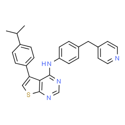 ChemSpider 2D Image | 5-(4-Isopropylphenyl)-N-[4-(4-pyridinylmethyl)phenyl]thieno[2,3-d]pyrimidin-4-amine | C27H24N4S