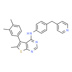 ChemSpider 2D Image | 5-(3,4-Dimethylphenyl)-6-methyl-N-[4-(4-pyridinylmethyl)phenyl]thieno[2,3-d]pyrimidin-4-amine | C27H24N4S