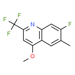 ChemSpider 2D Image | 7-Fluoro-4-methoxy-6-methyl-2-(trifluoromethyl)quinoline | C12H9F4NO