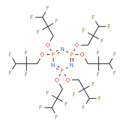 ChemSpider 2D Image | 2,2,4,4,6,6-Hexakis(2,2,3,3-tetrafluoropropoxy)-1,3,5,2lambda~5~,4lambda~5~,6lambda~5~-triazatriphosphinine | C18H18F24N3O6P3