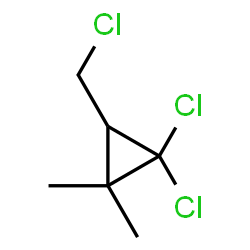 ChemSpider 2D Image | 1,1-Dichloro-3-(chloromethyl)-2,2-dimethylcyclopropane | C6H9Cl3