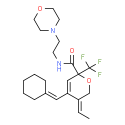 ChemSpider 2D Image | (5Z)-4-(Cyclohexylidenemethyl)-5-ethylidene-N-[2-(4-morpholinyl)ethyl]-2-(trifluoromethyl)-5,6-dihydro-2H-pyran-2-carboxamide | C22H31F3N2O3