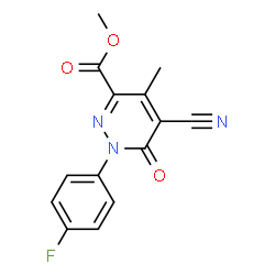 ChemSpider 2D Image | Methyl 5-cyano-1-(4-fluorophenyl)-4-methyl-6-oxo-1,6-dihydro-3-pyridazinecarboxylate | C14H10FN3O3