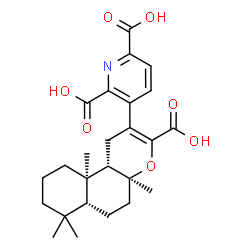 ChemSpider 2D Image | 3-[(4aS,6aR,10aR,10bS)-3-Carboxy-4a,7,7,10a-tetramethyl-4a,5,6,6a,7,8,9,10,10a,10b-decahydro-1H-benzo[f]chromen-2-yl]-2,6-pyridinedicarboxylic acid | C25H31NO7