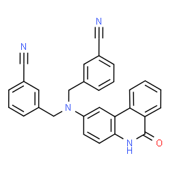 ChemSpider 2D Image | 3,3'-{[(6-Oxo-5,6-dihydro-2-phenanthridinyl)imino]bis(methylene)}dibenzonitrile | C29H20N4O