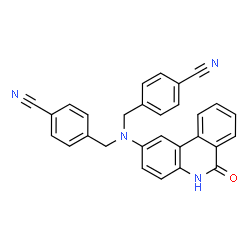 ChemSpider 2D Image | 4,4'-{[(6-Oxo-5,6-dihydro-2-phenanthridinyl)imino]bis(methylene)}dibenzonitrile | C29H20N4O