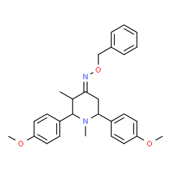 ChemSpider 2D Image | (4E)-N-(Benzyloxy)-2,6-bis(4-methoxyphenyl)-1,3-dimethyl-4-piperidinimine | C28H32N2O3