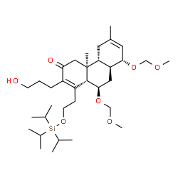 ChemSpider 2D Image | (4aS,4bR,8R,8aS,10R,10aS)-2-(3-Hydroxypropyl)-8,10-bis(methoxymethoxy)-4a,6-dimethyl-1-{2-[(triisopropylsilyl)oxy]ethyl}-4a,4b,5,8,8a,9,10,10a-octahydro-3(4H)-phenanthrenone | C34H60O7Si