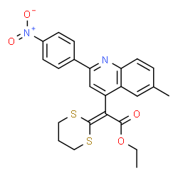 ChemSpider 2D Image | Ethyl 1,3-dithian-2-ylidene[6-methyl-2-(4-nitrophenyl)-4-quinolinyl]acetate | C24H22N2O4S2