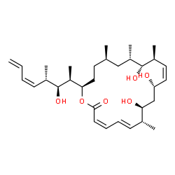 ChemSpider 2D Image | (3Z,5E,7R,8S,10S,11Z,13S,14R,15S,17R,20R)-8,10,14-Trihydroxy-20-[(2R,3S,4S,5Z)-3-hydroxy-4-methyl-5,7-octadien-2-yl]-7,13,15,17-tetramethyloxacycloicosa-3,5,11-trien-2-one | C32H52O6
