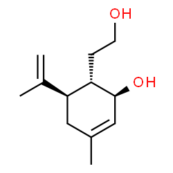 ChemSpider 2D Image | (1R,5R,6S)-6-(2-Hydroxyethyl)-5-isopropenyl-3-methyl-2-cyclohexen-1-ol | C12H20O2