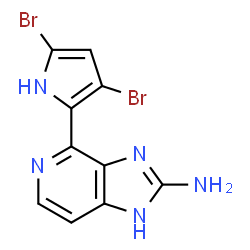 ChemSpider 2D Image | 4-(3,5-Dibromo-1H-pyrrol-2-yl)-1H-imidazo[4,5-c]pyridin-2-amine | C10H7Br2N5