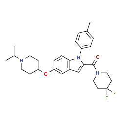 ChemSpider 2D Image | (4,4-Difluoro-1-piperidinyl){5-[(1-isopropyl-4-piperidinyl)oxy]-1-(4-methylphenyl)-1H-indol-2-yl}methanone | C29H35F2N3O2