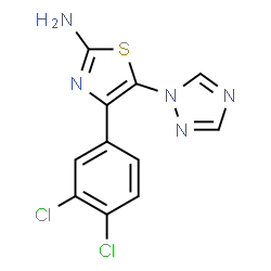 ChemSpider 2D Image | 4-(3,4-Dichlorophenyl)-5-(1H-1,2,4-triazol-1-yl)-1,3-thiazol-2-amine | C11H7Cl2N5S