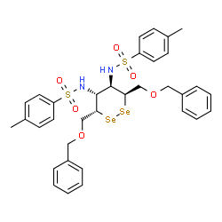 ChemSpider 2D Image | N,N'-{(3S,4R,5R,6S)-3,6-Bis[(benzyloxy)methyl]-1,2-diselenane-4,5-diyl}bis(4-methylbenzenesulfonamide) | C34H38N2O6S2Se2