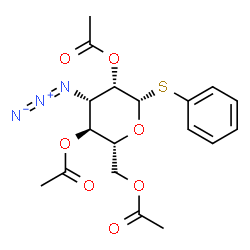 ChemSpider 2D Image | Phenyl 2,4,6-tri-O-acetyl-3-azido-3-deoxy-1-thio-beta-D-mannopyranoside | C18H21N3O7S