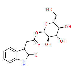 ChemSpider 2D Image | 1-O-[(2-Oxo-2,3-dihydro-1H-indol-3-yl)acetyl]-beta-D-glucopyranose | C16H19NO8